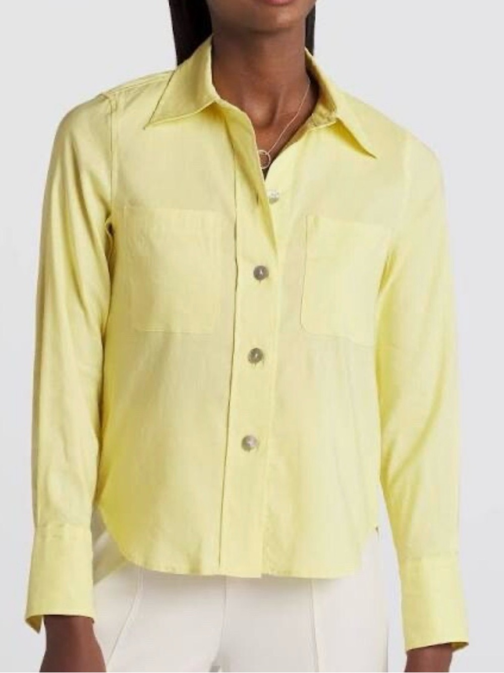 Vince Pale Yellow Collared Button Shirt